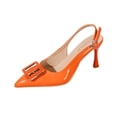 thumbnail image 1 of KEGIRLOM Women's Fashion Casual Summer Style Square Buckle Back Open Thin Heel Sandals Versatile Commuting Pointed Toe High Heels Orange 6, 1 of 9