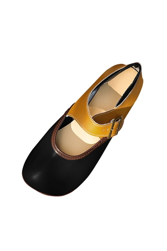 Women's Fashion Casual Versatile Baotou Two-Wear Outer Wear French Gentle Style Soft Leather Ugly Cute Flat Shoes Black Size 6.5