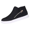 thumbnail image 1 of KEGIRLOM Women's Fashion Casual Winter Style Solid Color Round Toe Side Zipper Short Boots Flat Ankle Boots Black 5.5, 1 of 6