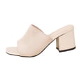thumbnail image 1 of KEGIRLOM Women's Fashionable And Casual Comfortable Summer Knitted Heels Slippers Beige 6.5, 1 of 9