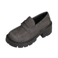 thumbnail image 1 of KEGIRLOM Women's Fashionable And Casual Four-Season Loafers Solid Color Round Toe Thick Bottom Block Heel Mid-Heel Shoes Gray Size 5.5, 1 of 8