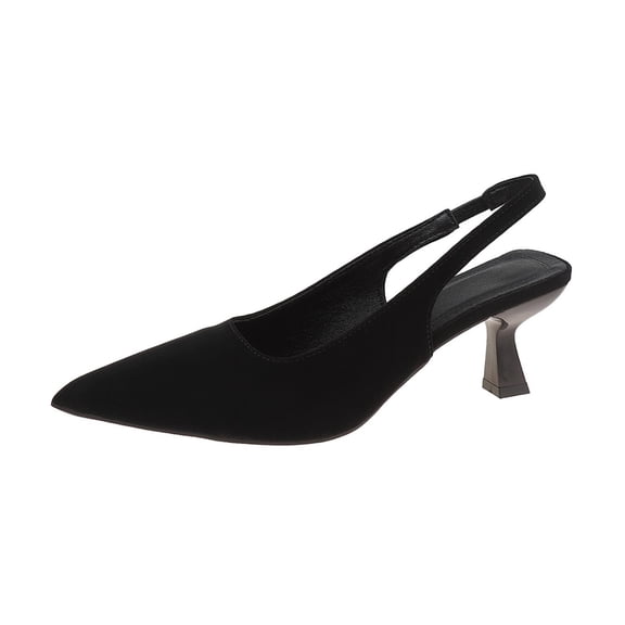 KEGIRLOM Women's Fashionable And Casual Solid Color Pointed Toe Heels Versatile High Heels Shoes Black Size 5.5