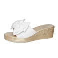 thumbnail image 1 of KEGIRLOM Women's Fashionable And Casual Summer Bow Thick-Soled Outdoor Wedge Sandals White 7, 1 of 9