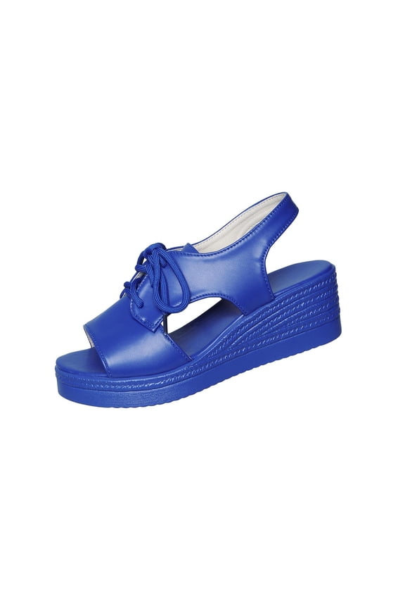 Women's Fashionable And Casual Summer Thick-Soled Outdoor Wedge Sandals Blue 5.5