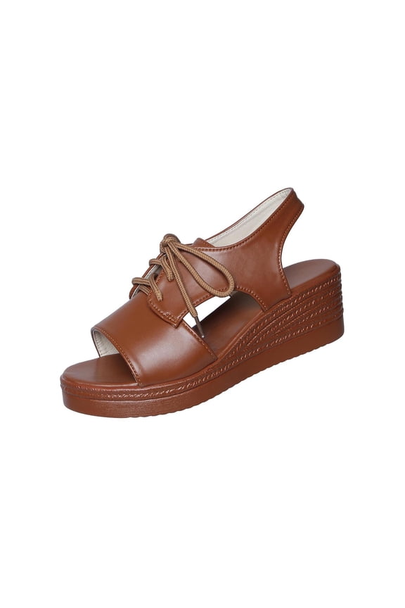 Women's Fashionable And Casual Summer Thick-Soled Outdoor Wedge Sandals Brown 8.5