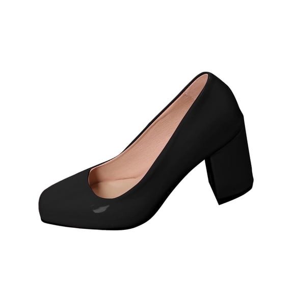KEGIRLOM Women's Fashionable And Versatile Plus-Size Toe Heel High-Heeled Shoes Spring/Summer Style Trendy And Comfortable Work Shoes Black 6