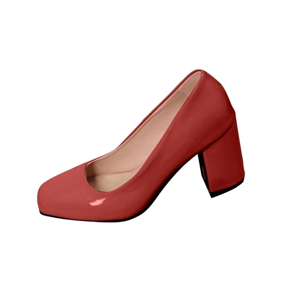 KEGIRLOM Women's Fashionable And Versatile Plus-Size Toe Heel High-Heeled Shoes Spring/Summer Style Trendy And Comfortable Work Shoes Red 6
