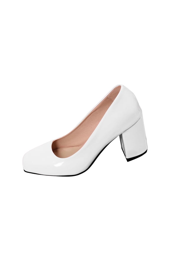 Women's Fashionable And Versatile Plus-Size Toe Heel High-Heeled Shoes Spring/Summer Style Trendy And Comfortable Work Shoes White 7.5