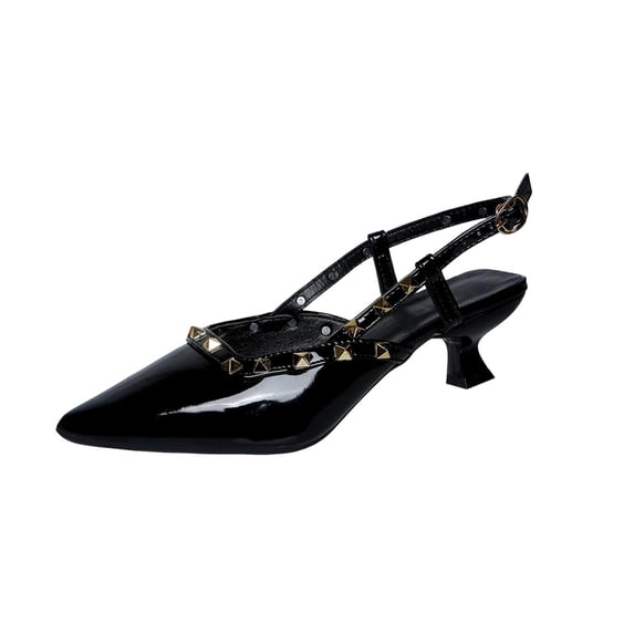KEGIRLOM Women's Fashionable And Versatile Pointed-Toe Heels Plus Size Spring/Summer Style Trendy And Comfortable High Heels Shoes. Black 6.5