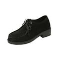 thumbnail image 1 of KEGIRLOM Women's Fashionable Casual All-Season Loafers Solid Color Front Lace-Up Round Toe Flat Low-Heeled Shoes Black 5.5, 1 of 9