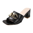 thumbnail image 1 of KEGIRLOM Women's Fashionable Casual Comfortable Plus Size Solid Color Toe Open Toe Heel High-Heeled Sandals Black 6, 1 of 9