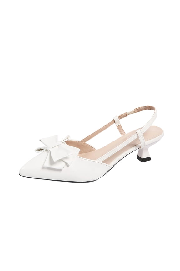 Women's Fashionable Casual Solid Color Pointed Toe Closed Toe Heels Versatile High Heels Shoes White 7.5