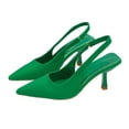 thumbnail image 1 of KEGIRLOM Women's Fashionable Casual Solid Color Pointed Toe Open Back Style High Heels Shoes Green 9.5, 1 of 5