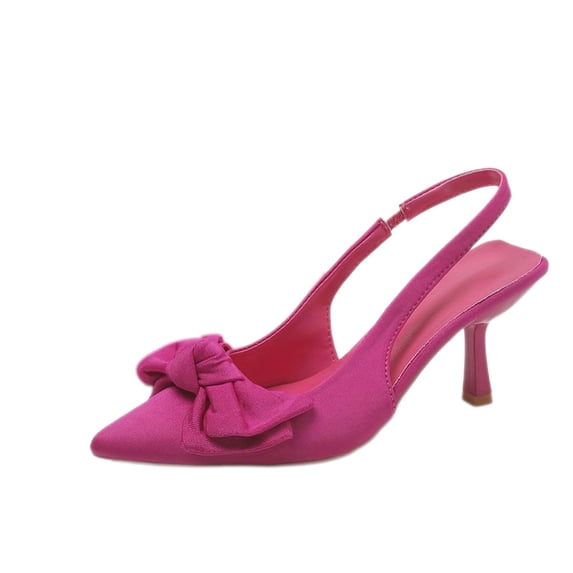 KEGIRLOM Women's Fashionable Casual Solid Color Pointed Toe Open Back Style High Heels Shoes Hot Pink 9.5
