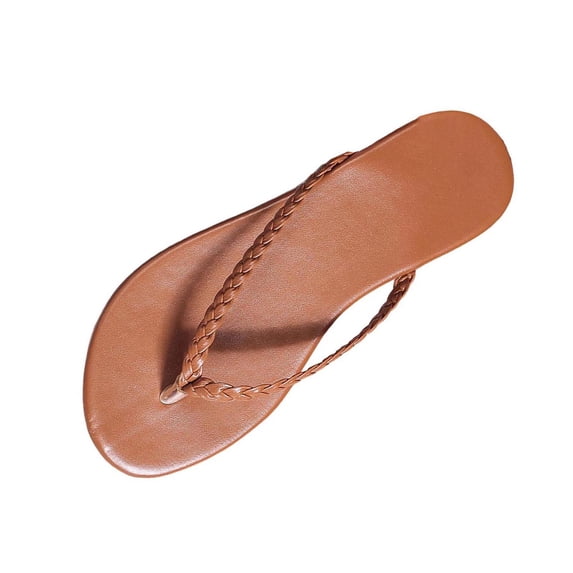 KEGIRLOM Women's Fashionable Casual Spring And Summer Round Toe Flat Slippers Shoes Brown 8.5