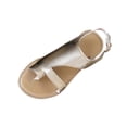 thumbnail image 1 of KEGIRLOM Women's Fashionable Casual Spring And Summer Round Toe Open-Toe Buckle Flat Sandals Gold 6.5, 1 of 8