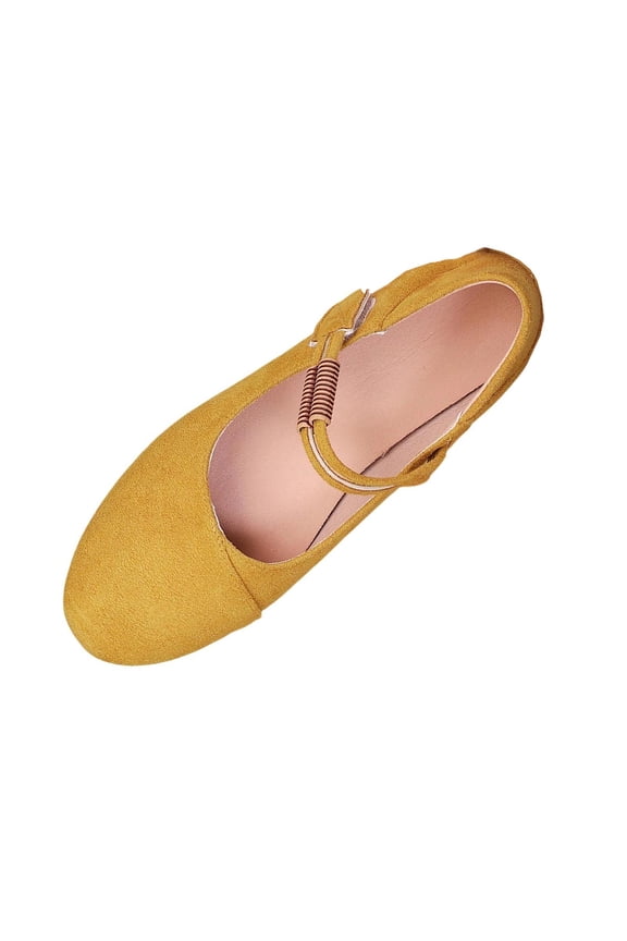 Women's Fashionable Casual Spring Solid Color French Gentle Style Loafers Flat Shoes Yellow 7