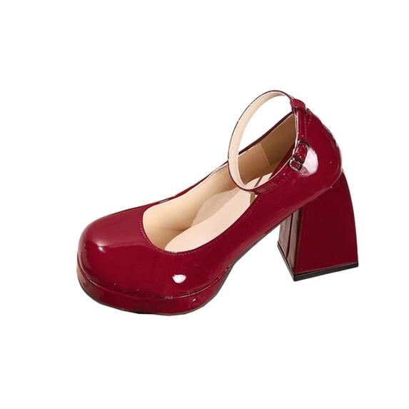 KEGIRLOM Women's Fashionable Casual Summer Solid Color Style High Heels Sandals Wine 8.5