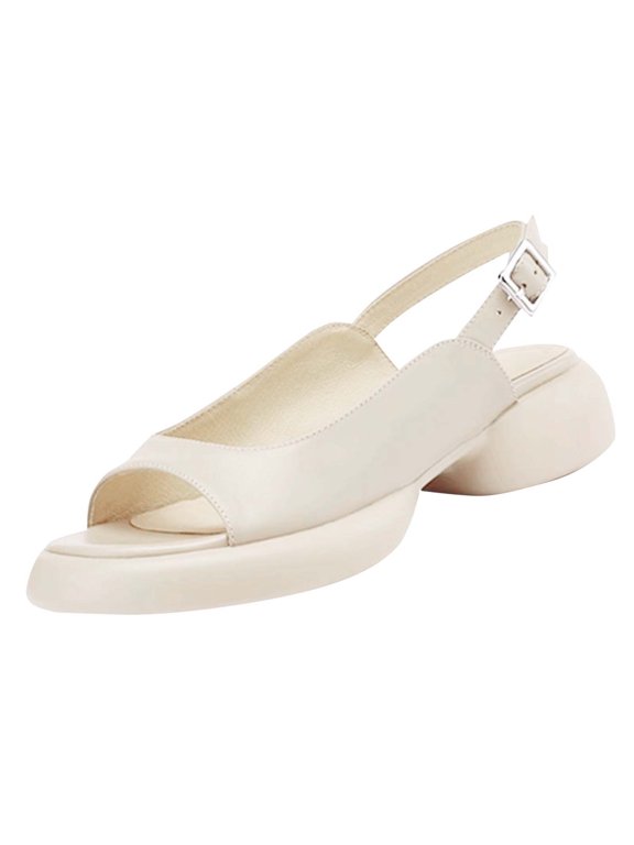 Women's Fashionable Casual Versatile Light And Comfortable Open-Toe Summer Trendy Thick-Heeled Thick-Soled Sandals Beige 5.5
