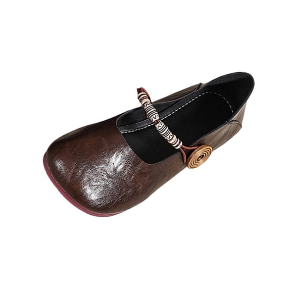 KEGIRLOM Women's Fashionable Casual Versatile Plus Size Breathable Loafers Solid Color Toe Closed Toe Flat Soft Sole Shoes Brown Size 6