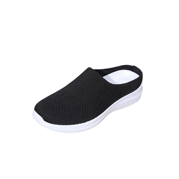 KEGIRLOM Women's Fashionable Casual Versatile Plus-Size Shallow-Cut Breathable Lightweight And Comfortable Shoes Spring/Summer Trendy Wedge Heel Shoes. Black Size 10