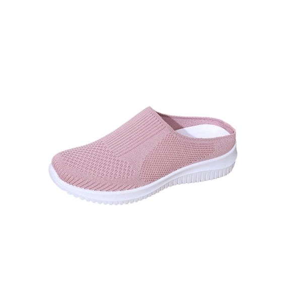 KEGIRLOM Women's Fashionable Casual Versatile Plus-Size Shallow-Cut Breathable Lightweight And Comfortable Shoes Spring/Summer Trendy Wedge Heel Shoes. Pink Size 10