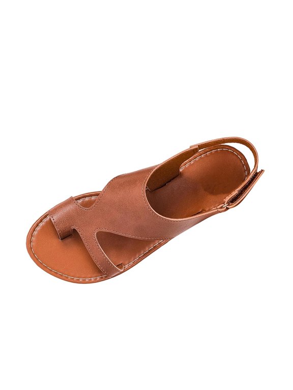 Women's Fashionable Casual Versatile Plus-Size Shoes Spring/Summer Style Trendy Comfortable Toe Beach Sandals Brown 5.5