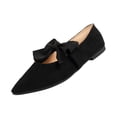 thumbnail image 1 of KEGIRLOM Women's Fashionable Casual Wear Versatile Plus-Size Loafers Solid Color Bow Pointed Toe Flat Shoes Black 5.5, 1 of 8