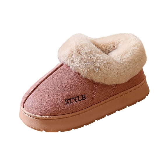 KEGIRLOM Women's Fashionable Casual Winter Fleece-Lined Warm Snow Boots Suitable For Indoor And Outdoor Use Solid Color Round Toe Closed Toe Thick-Soled Shoe Pink Size 5.5-6
