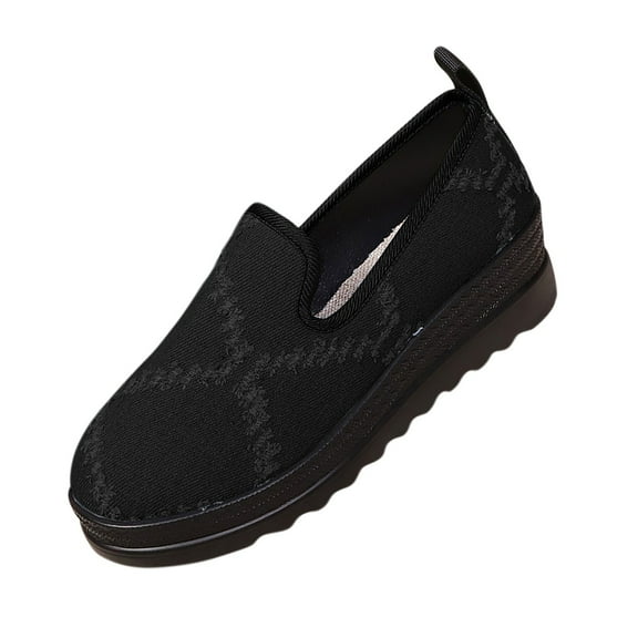 KEGIRLOM Women's Fashionable Casual - Winter Solid Color Round Head Light Breathable Skate Shoes And Fla Layer Shoes Black Size 9