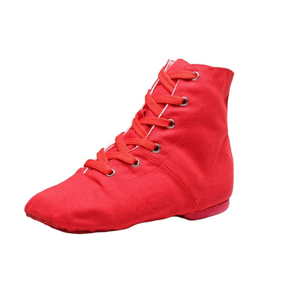 KEGIRLOM Women's High-Top Canvas Dance Shoes Adult Yoga Plus Size Shoes Fall And Winter Trendy And Comfortable Dance Shoes Red Size 6