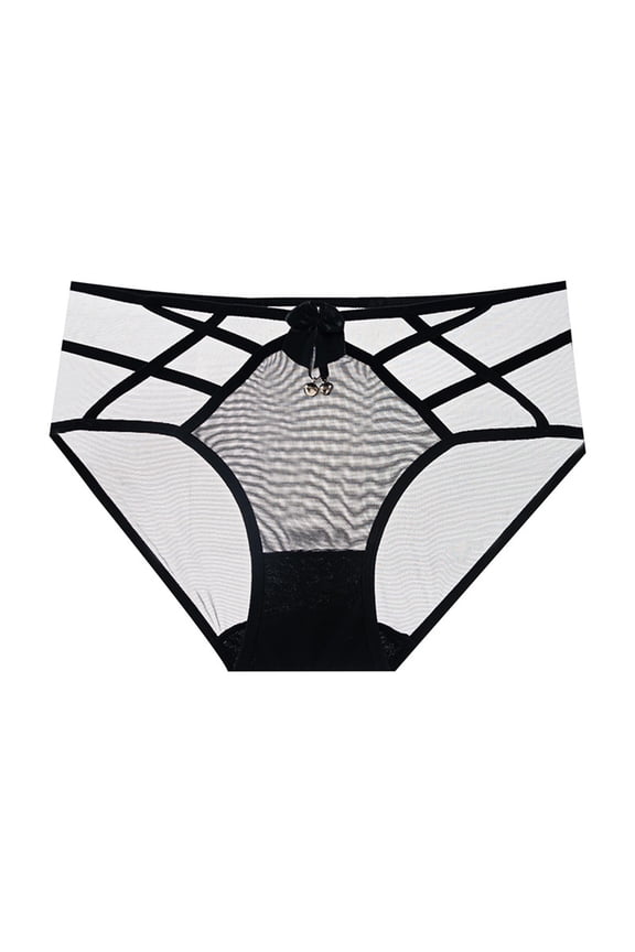Women's Lace Abdomen Mid-rise Waist And Hip Lift Comfortable Body Breathable Underwear Briefs Black L