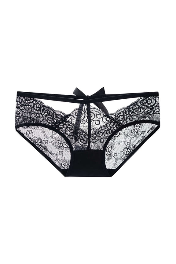 Women's Lace Abdomen Mid-rise Waist And Hip Lift Comfortable Body Breathable Underwear Briefs Black L