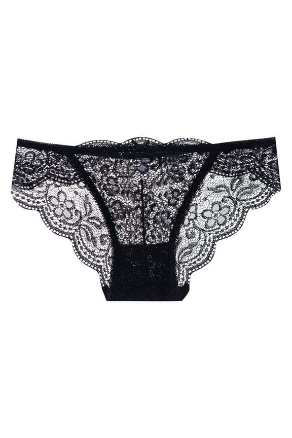 Women's Lace Abdomen Mid-rise Waist And Hip Lift Comfortable Body Breathable Underwear Briefs Black XL