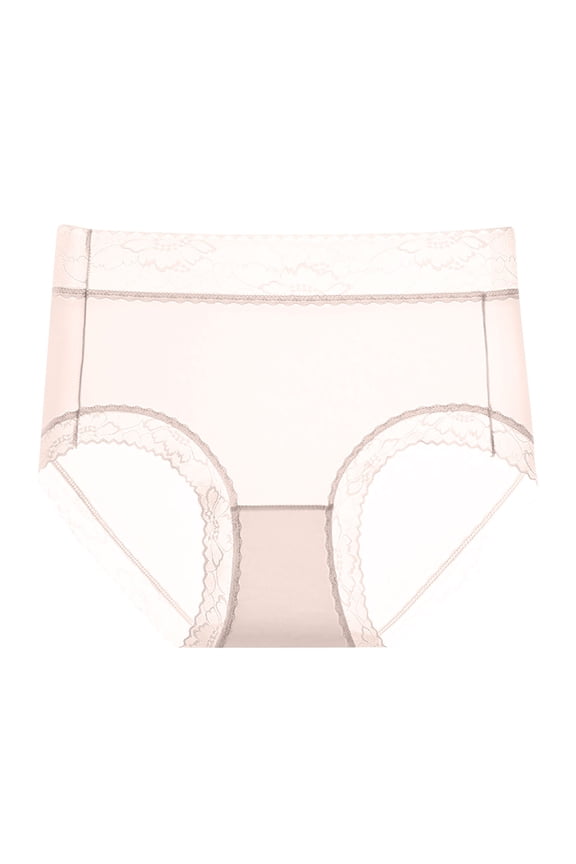 Women's Lace Abdomen Mid-rise Waist And Hip Lift Comfortable Body Breathable Underwear Briefs Pink L