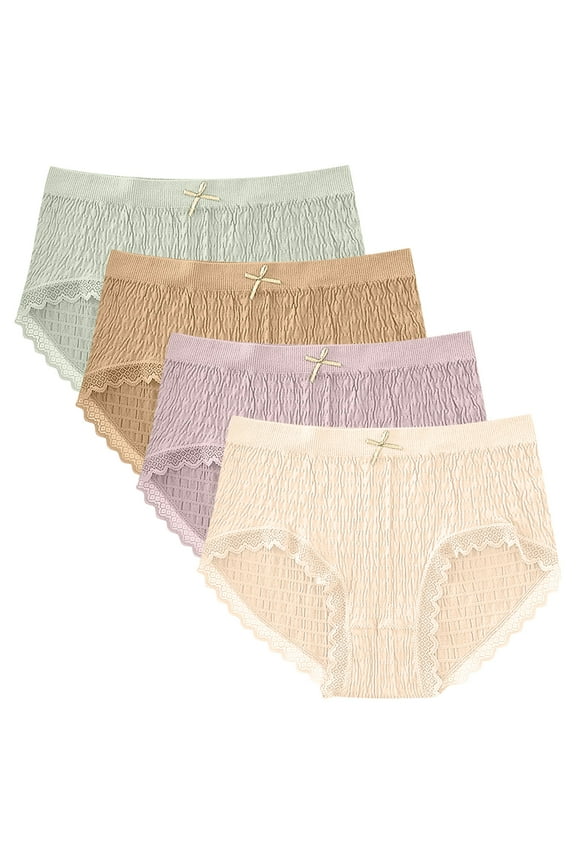 Women's Lace Abdomen Mid-rise Waist And Hip Lift Comfortable Body Breathable Underwear Briefs Pink L