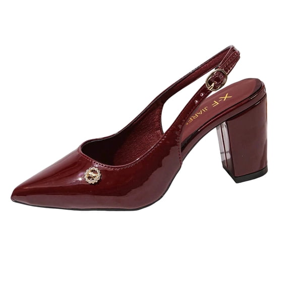KEGIRLOM Women's Pointed-Toe Heel Plus Size Shoes Spring/Summer Trendy With Closed Toe And Open Back Comfortable High-Heeled Shoes Wine 5.5