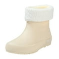thumbnail image 1 of KEGIRLOM Women's Short-Top Rain Boots With Removable Covers Waterproof Comfortable Height-Increasing Heel For Fall And Winter. Beige Size 4.5, 1 of 7