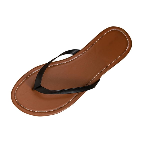 KEGIRLOM Women's Versatile Casual Plus-Size Shoes Spring And Summer Style Comfortable Flat Rubber Flops. Black 7