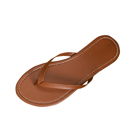 KEGIRLOM Women's Versatile Casual Plus-Size Shoes Spring And Summer Style Comfortable Flat Rubber Flops. Brown 9