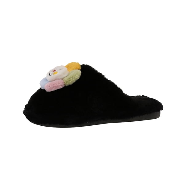 KEGIRLOM Women's Versatile And Cute Decorative Thickened Warm Closed-Toe Shoes Fashionable Fall And Winter Trendy Flat Soft Sole Home Sandals Black Size 5.5