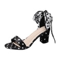thumbnail image 1 of KEGIRLOM Women's Versatile Style Bow Heel Roman Polka Dots Sandals Plus Size Spring/Summer Trendy Comfortable High-Heeled Sandals Black 7, 1 of 9
