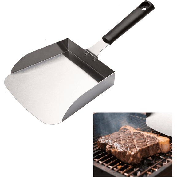 KEGKUO Large Griddle Scoop, Stainless Steel Smash Burger Spatula, Griddle Food Mover BBQ Turners Food Shovel Scraper for Fried Food, Stir Fry, Hibachi Tools