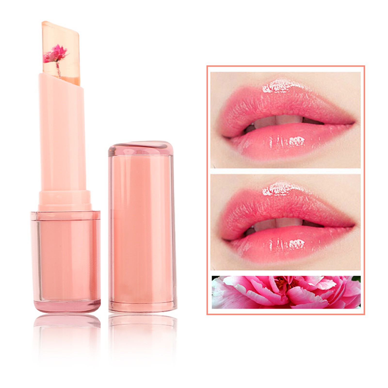 KEGUALV Lip Care Jelly Dried Flower Color Changing Lipstick Transparent ...