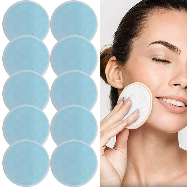 KEGUALV Reusable Makeup Remover Pads 10 Pieces Soft Organic Cotton Rounds With Washable Drawstring
