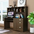 thumbnail image 1 of KEHOMY Home Office Computer Desk with Hutch,Walnut, 1 of 8