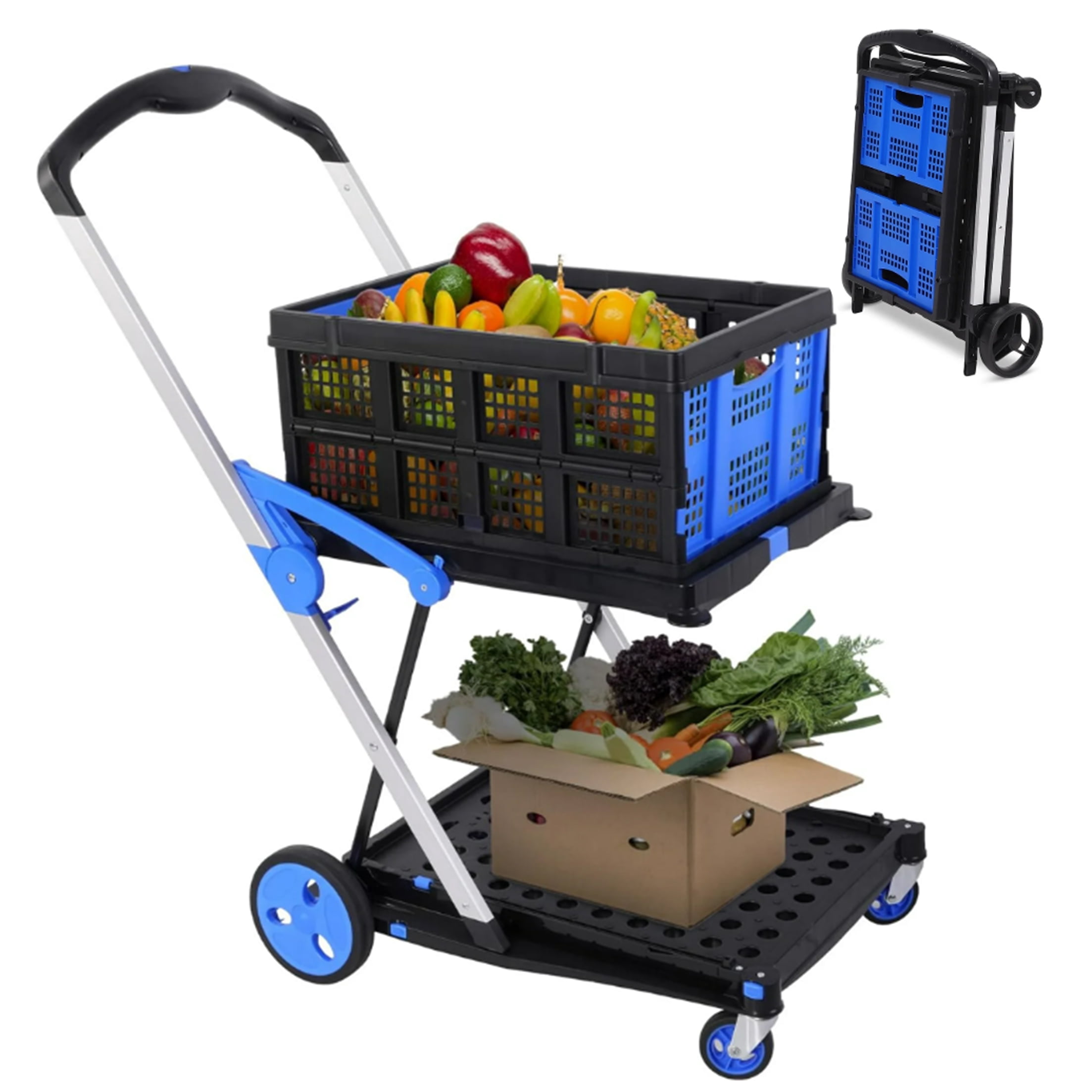 KEHOMY Multi-Purpose Functional Foldable Cart，360° Swivel Wheels with ...