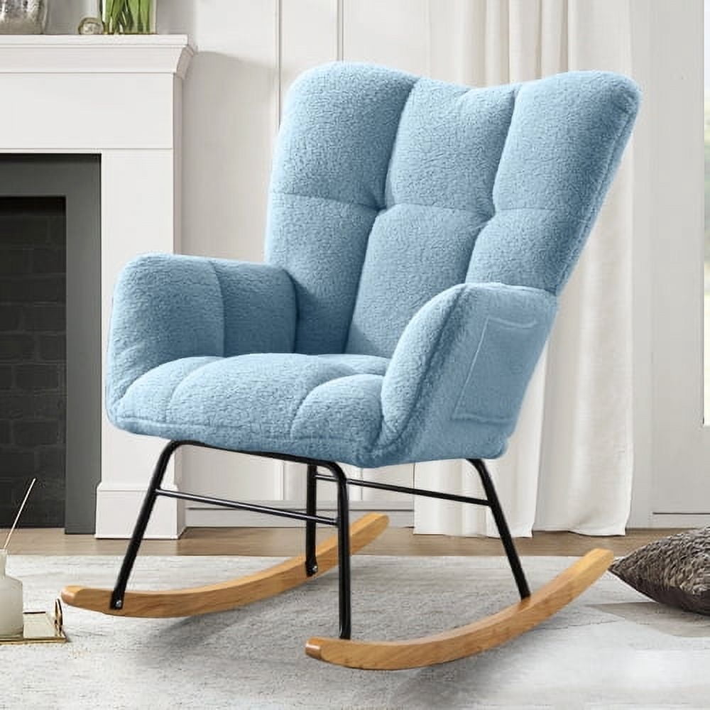 KEHOMY Teddy Fabric Rocking Chair, Modern Rocking Accent Chair for ...