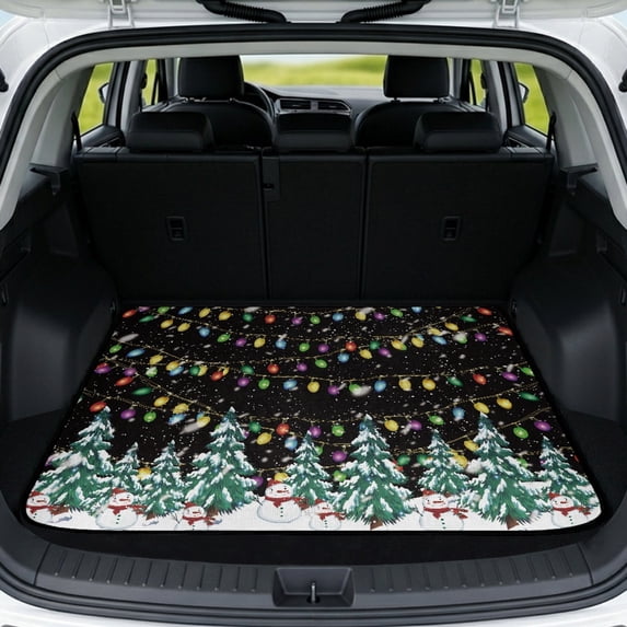 KEIAHUAN Christmas Snowman Tree Bow Car Trunk Mat 29" x 39" Universal Cargo Liner All Weather Full Protection Scratchproof Vehicle Accessories Fits for Most Cars SUV