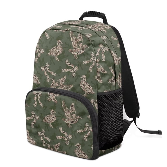 KEIAHUAN Duck Camo Bow School Backpack for Boys, Multi Layer Classified Storage Bookbag, Large Capacity 17 Inch Fits 14 Inch Laptop, Breathable Back Panel for Girls Kids Elementary Daily Classes